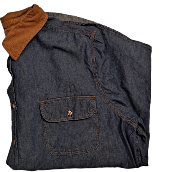 Bolder Creek denim Button down long sleeve shirt with corduroy collar - Picture 2 of 5
